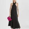 Vestido midi cuello halter cruzado