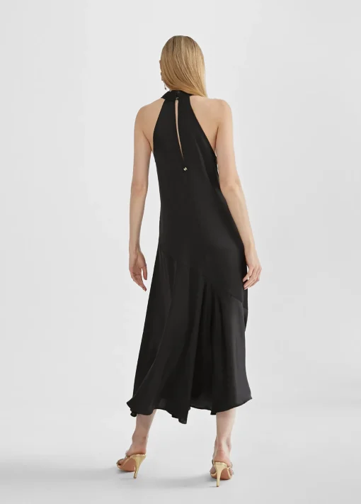 Vestido midi cuello halter cruzado