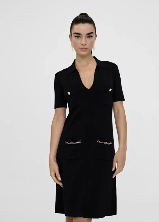 Vestido punto corto bolsillos LC