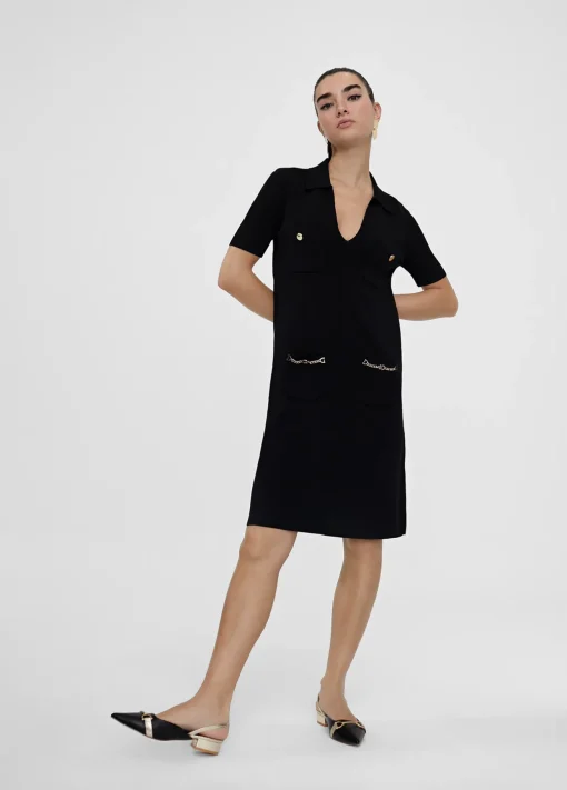 Vestido punto corto bolsillos LC