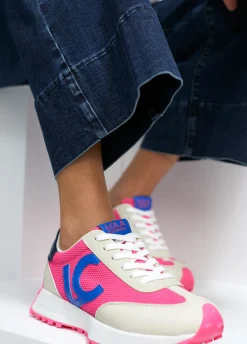 Zapatillas deportivas azul y rosa flúor
