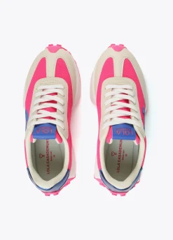 Zapatillas deportivas azul y rosa flúor